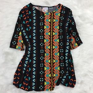 LuLaRoe Irma top in black with colorful details